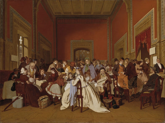 Second Class Waiting-Room, vintage artwork by Carl d'Unker, 12x8" (A4) Poster