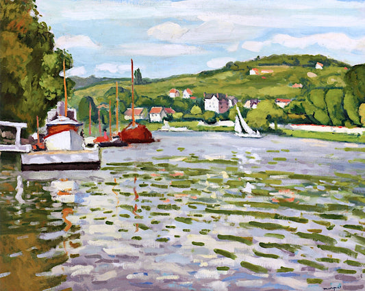 Boats at Triel, vintage artwork by Albert Marquet, 12x8" (A4) Poster