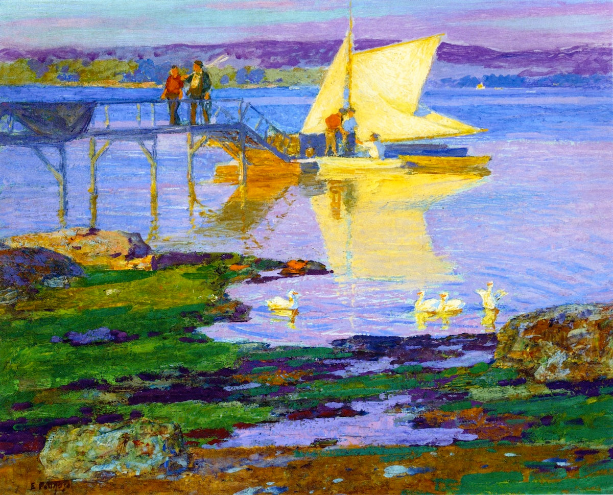 Boat at Dock by Edward Henry Potthast,A3(16x12")Poster