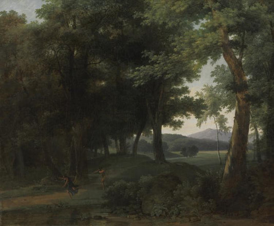 A Forest with Apollo and Daphne, vintage artwork by Jean-Victor Bertin, 12x8" (A4) Poster