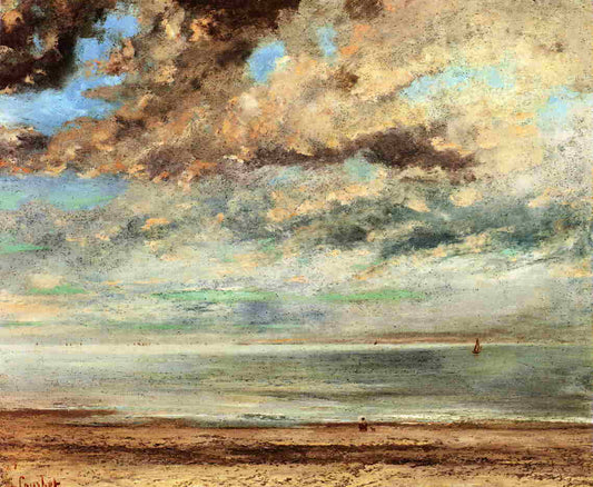 The Beach, Sunset, vintage artwork by Gustave Courbet, A3 (16x12") Poster Print