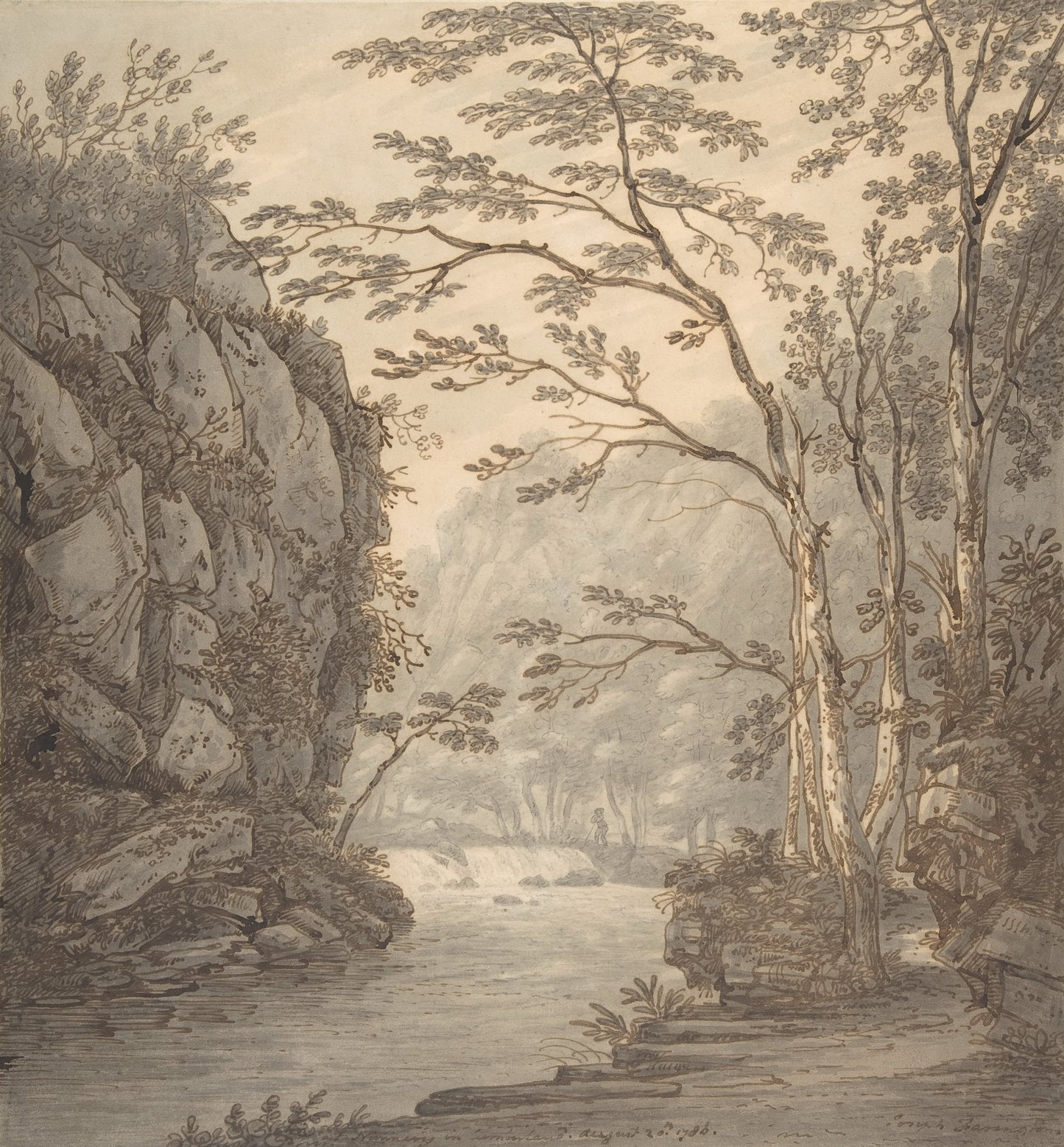 At Nunnery in Cumberland, vintage artwork by Joseph Farington, R.A., 12x8" (A4) Poster