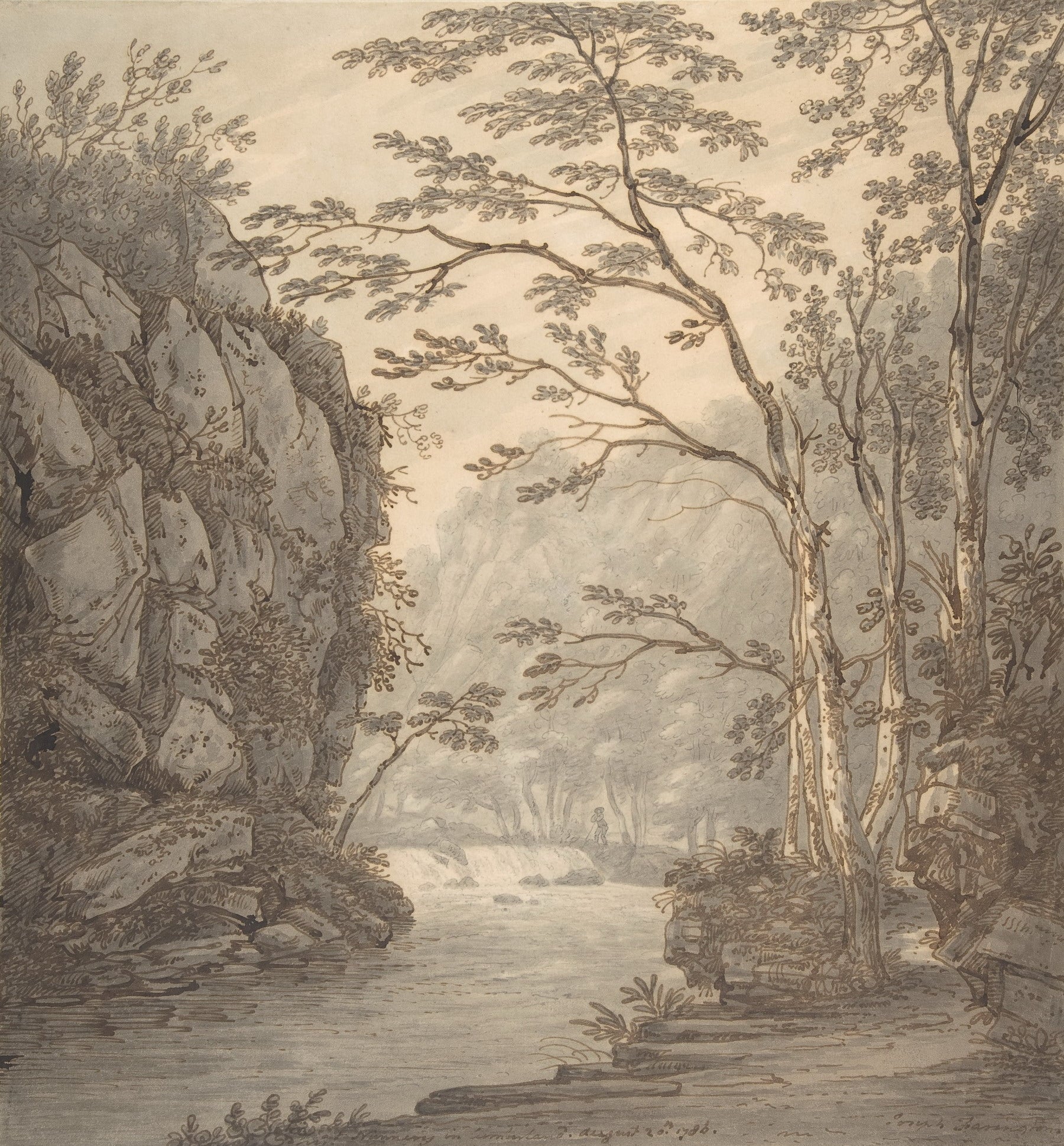 At Nunnery in Cumberland, vintage artwork by Joseph Farington, R.A., 12x8" (A4) Poster