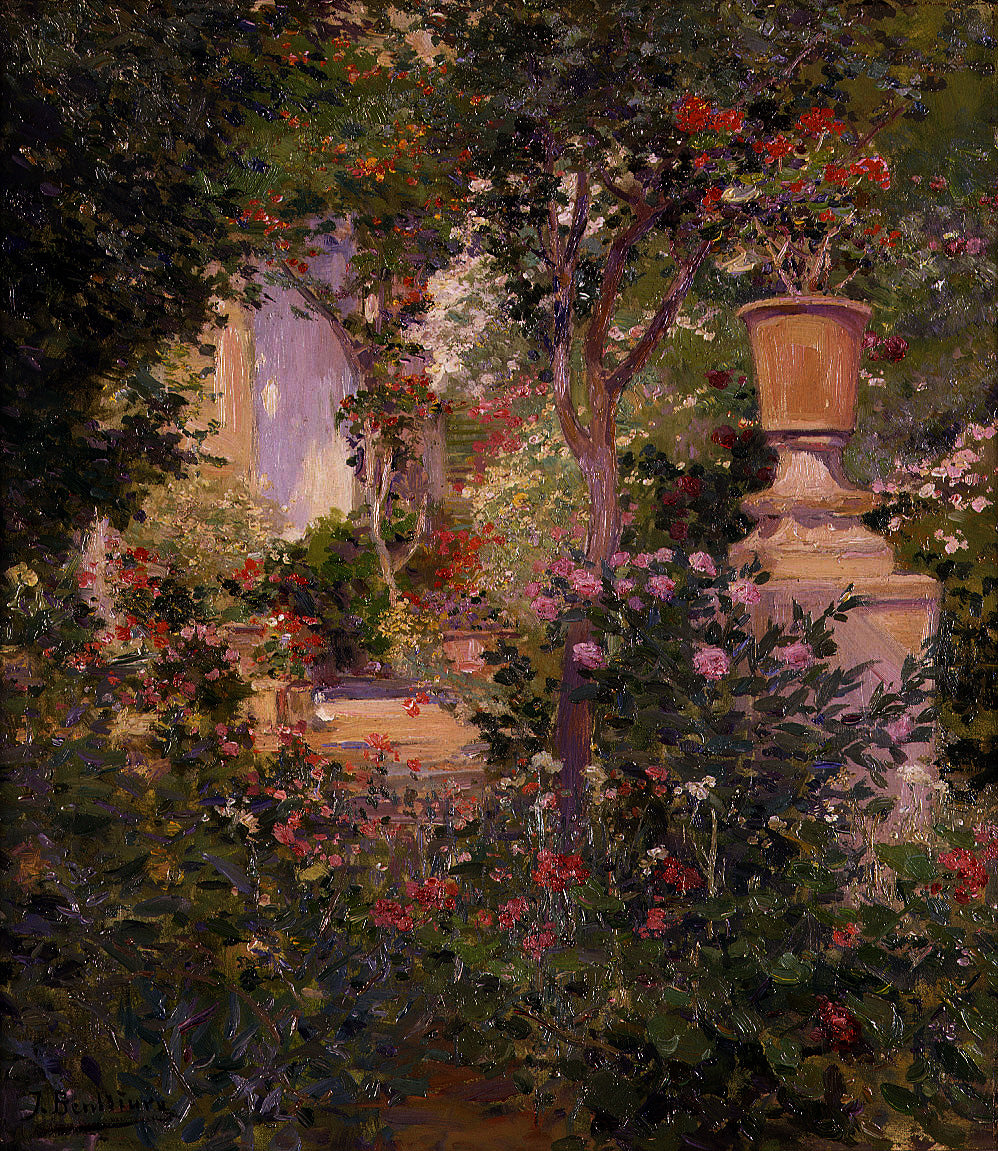 Jardin benlliure, vintage artwork by Jose Benlliure Gil, 12x8" (A4) Poster