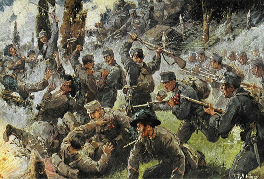 Fight at Doberdo, vintage artwork by Rudolf Alfred Höger, 12x8" (A4) Poster