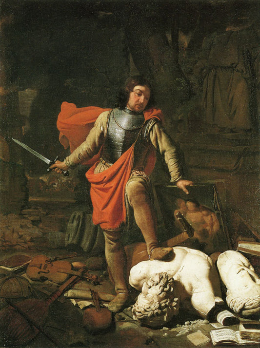 Mars Destroying the Arts, vintage artwork by Michiel Sweerts, 12x8" (A4) Poster