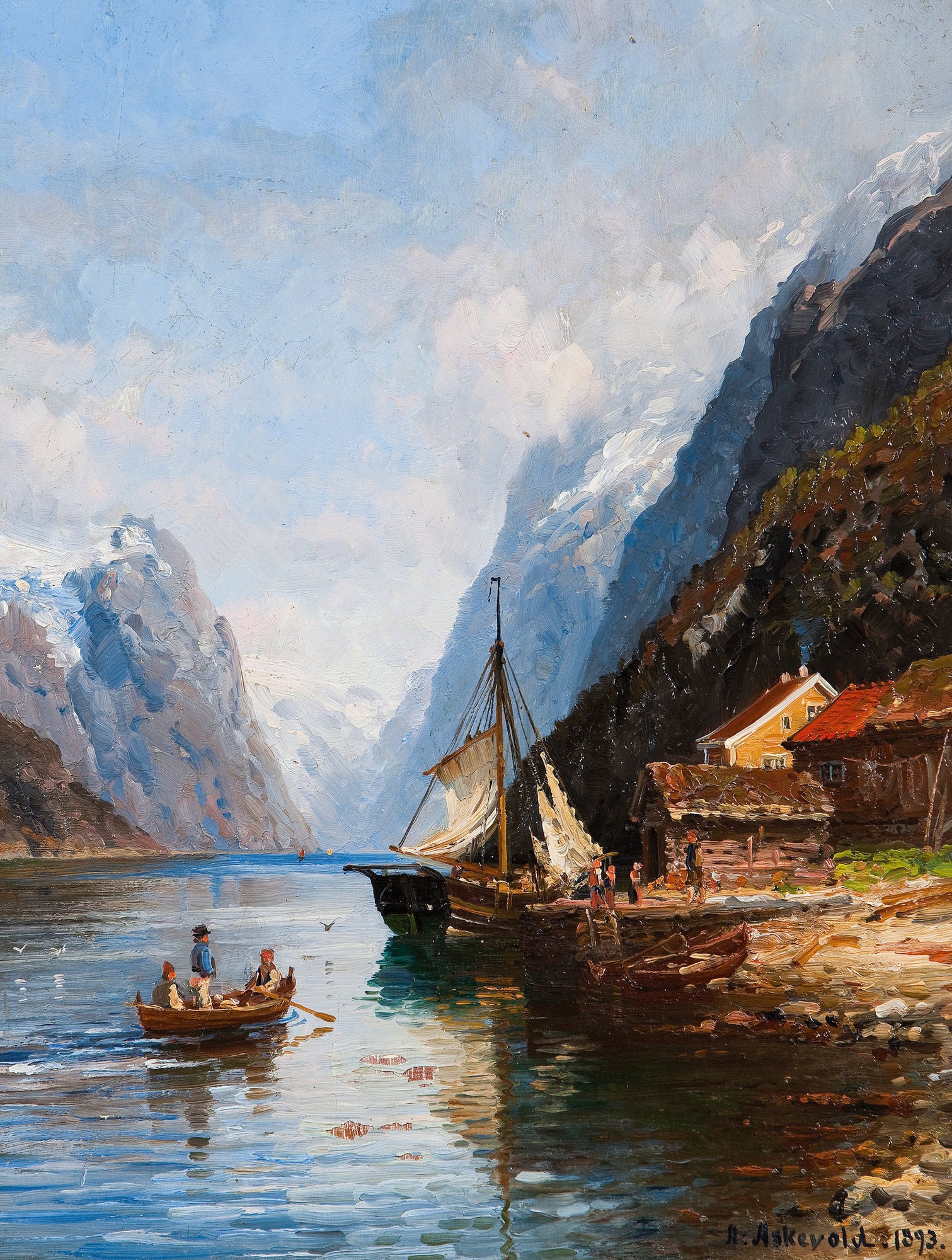 Sognefjord, vintage artwork by Anders Monsen Askevold, 12x8" (A4) Poster