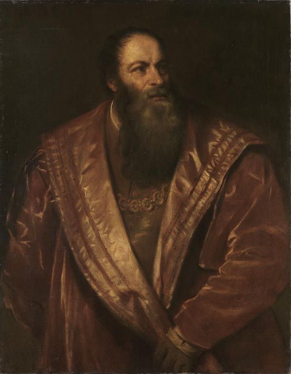 Pietro Aretino (after Titian), vintage artwork by Franz von Lenbach, 12x8" (A4) Poster