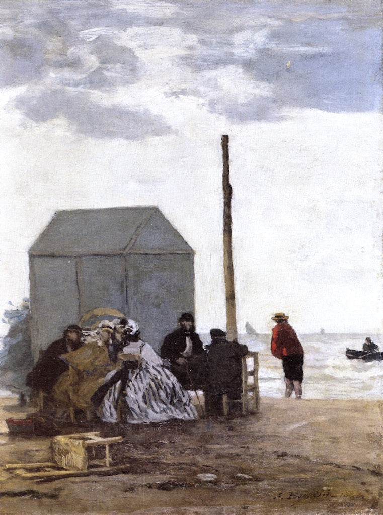 The Beach at Deauville, vintage artwork by Eugène-Louis Boudin, 12x8" (A4) Poster