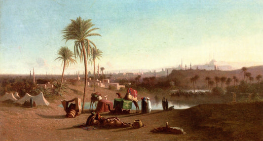 A View from the Desert towards Cairo, vintage artwork by Charles Theodore Frère, A3 (16x12") Poster Print