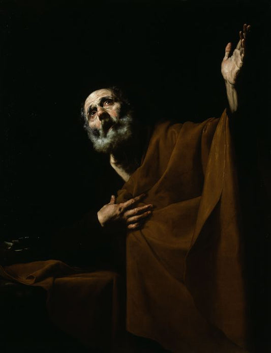 Penitent Saint Peter, vintage artwork by Jusepe de Ribera, 12x8" (A4) Poster