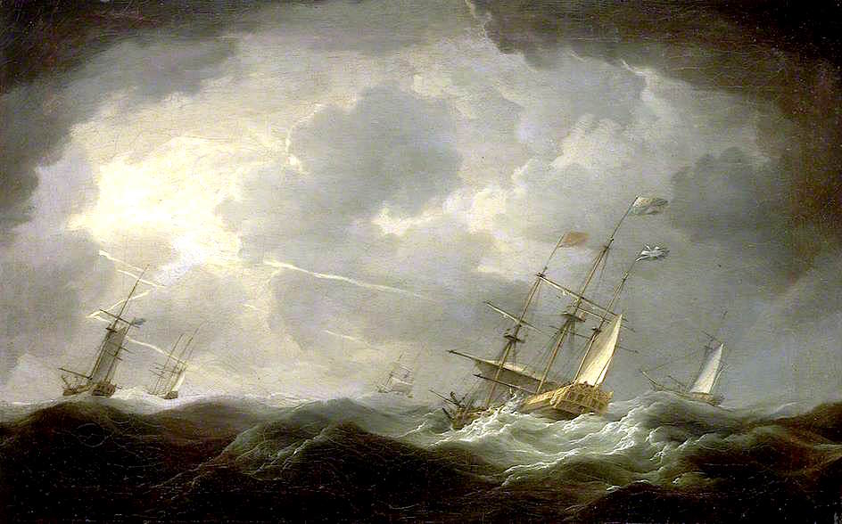 Royal Yachts in a Storm, vintage artwork by Charles Brooking, 12x8" (A4) Poster