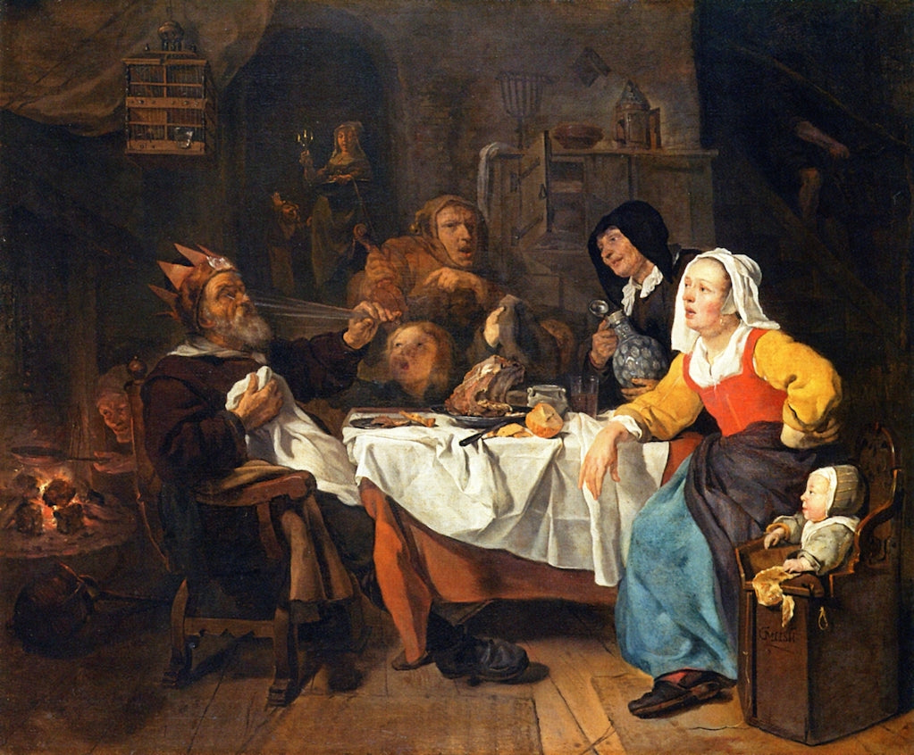 Twelfth Night, vintage artwork by Gabriël Metsu, 12x8" (A4) Poster