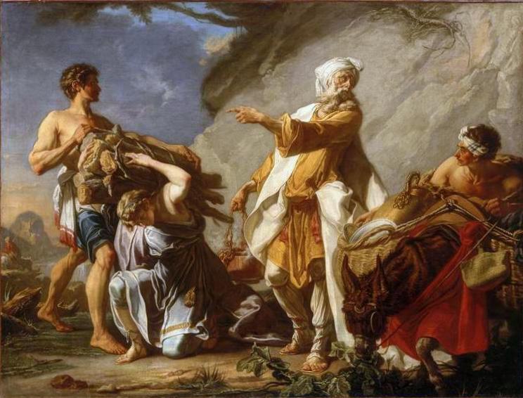 Sacrifice of Abraham, vintage artwork by Hugues Taraval, 12x8" (A4) Poster