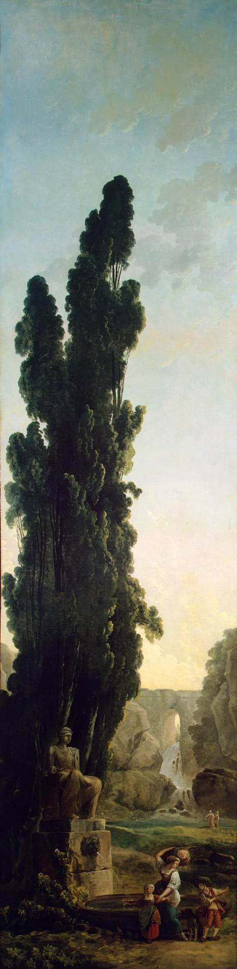Cypresses, vintage artwork by Hubert Robert, 12x8" (A4) Poster