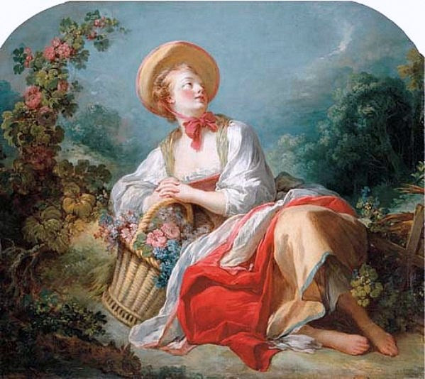 The Gardening Girl, vintage artwork by Jean-Honore Fragonard, 12x8" (A4) Poster