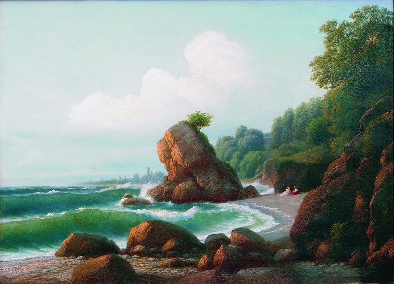 Coastal Cliffs, vintage artwork by Gavriil Kondratenko, 12x8" (A4) Poster