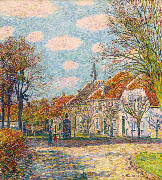 Market Place, St. Anna, Holland, vintage artwork by Paul Baum, 12x8" (A4) Poster