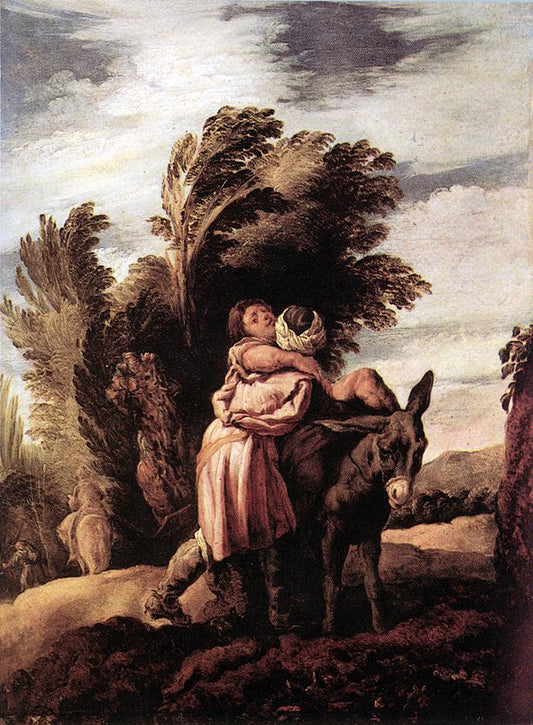 The Parable of the Good Samaritan, vintage artwork by Domenico Fetti, 12x8" (A4) Poster