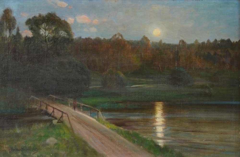 Summer Night, vintage artwork by Valfrid Nelson, 12x8" (A4) Poster