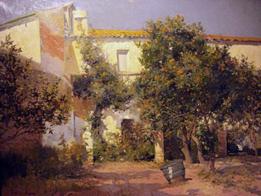 Casa con Huerto, vintage artwork by Eliseo Meifren i Roig, 12x8" (A4) Poster