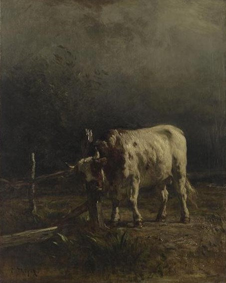 Le taureau:  Effet d'orage (Bull in a Storm), vintage artwork by Constant Troyon, A3 (16x12") Poster Print