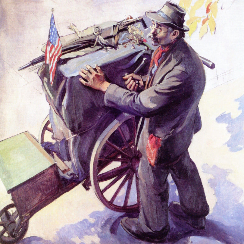 Organ Grinder, vintage artwork by Alexander O. Levy, 12x8" (A4) Poster