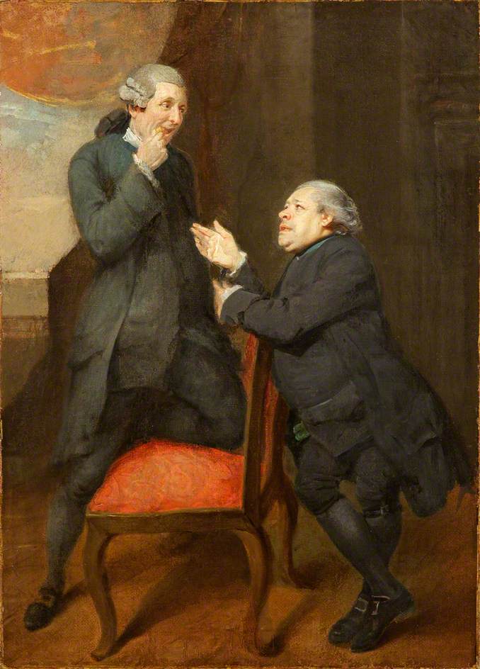 Jeffery Dunstan as Dr Last in 'Dr Last in his Chariot' by  Isaac Bickerstaffe and Samuel Foote, vintage artwork by Johann Zoffany, 12x8" (A4) Poster