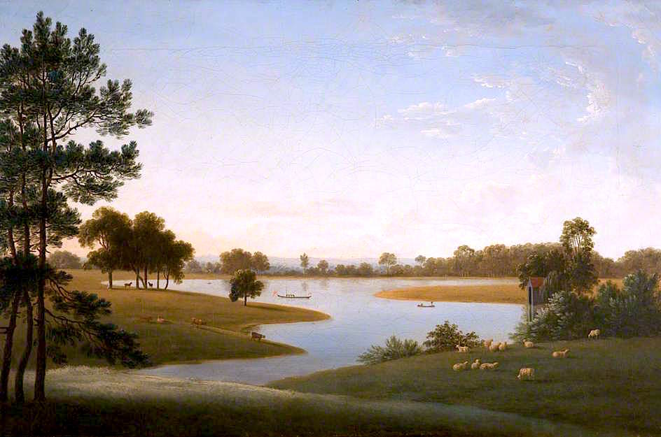 Tabley: The Park and Mere, vintage artwork by Anthony Devis, 12x8" (A4) Poster