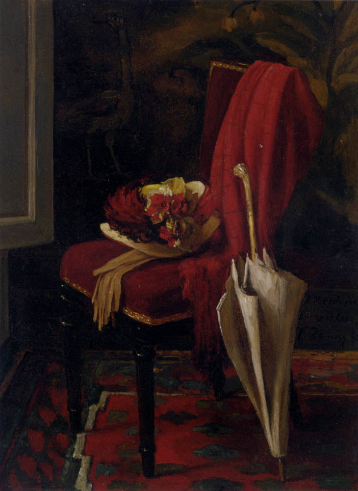 Still Life with Umbrella, vintage artwork by François Bonvin, A3 (16x12") Poster Print