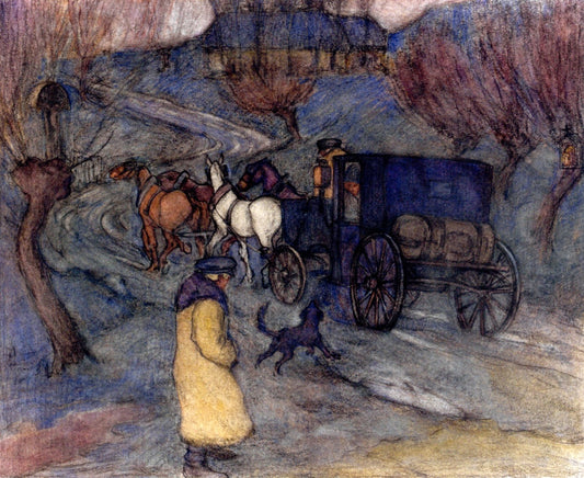 The Carrosse, Poland, vintage artwork by Robert Bevan, 12x8" (A4) Poster