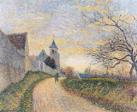 The Church at Conches-sur-Gondorie, vintage artwork by Leo Gausson, 12x8" (A4) Poster