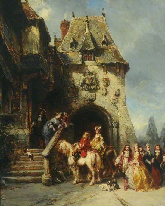 Une visite au chȃteau, vintage artwork by Eugène Isabey, A3 (16x12") Poster Print