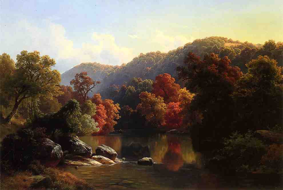 Autumn on the River, vintage artwork by Paul Weber, 12x8" (A4) Poster