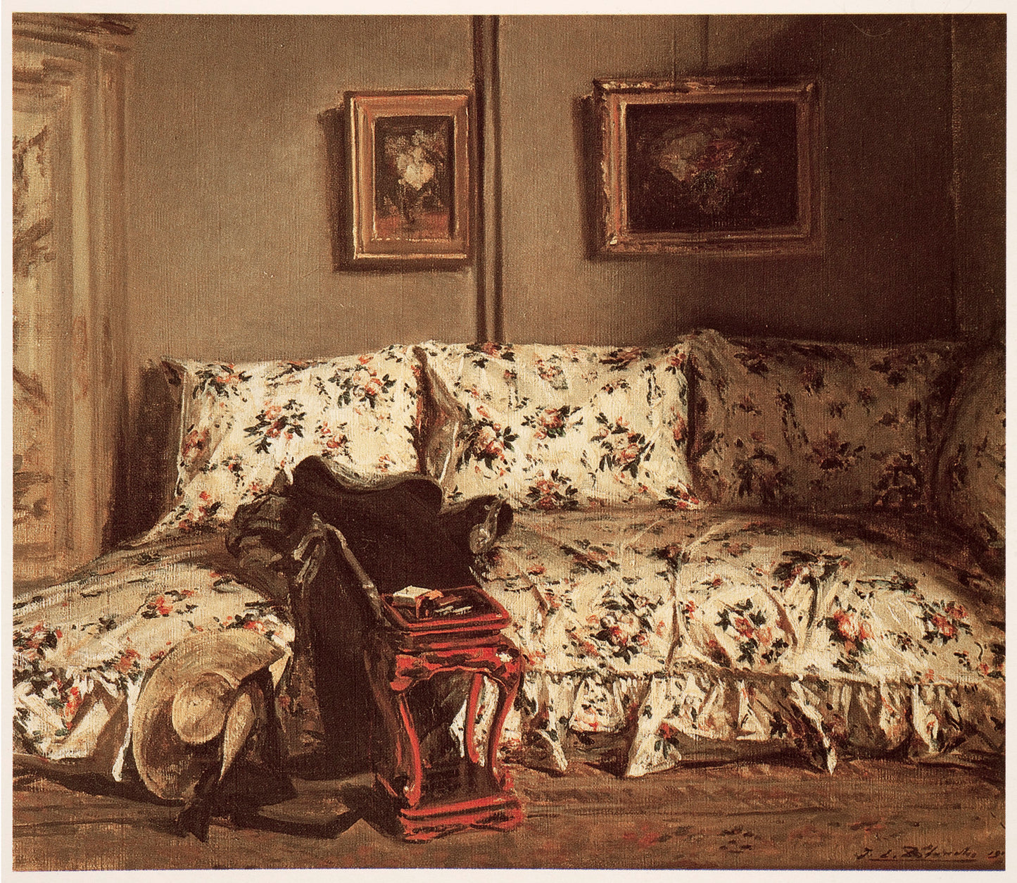 The Chintz Couch, vintage artwork by Jacques-Émile Blanche, 12x8" (A4) Poster