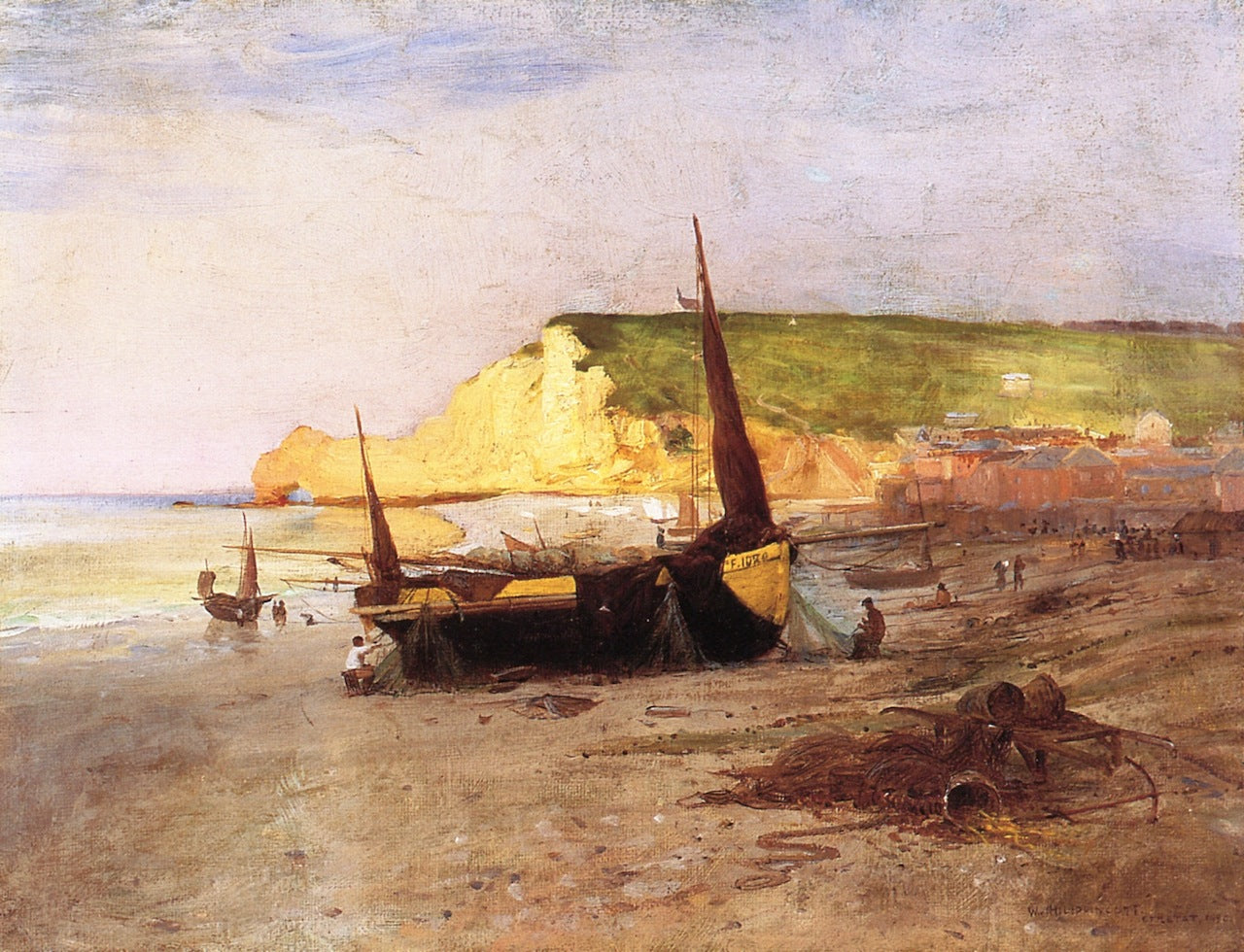 The Cliffs at Etretat, vintage artwork by William Henry Lippincott, 12x8" (A4) Poster