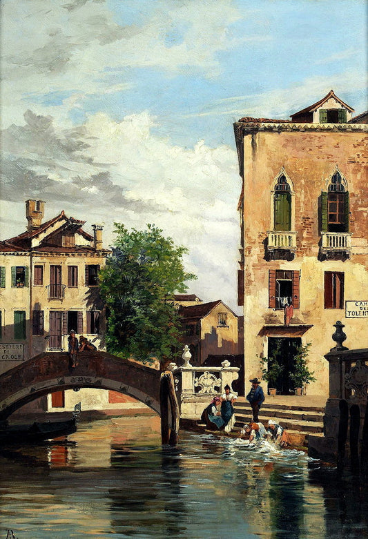 Venetian washday, vintage artwork by Antonietta Brandeis, 12x8" (A4) Poster