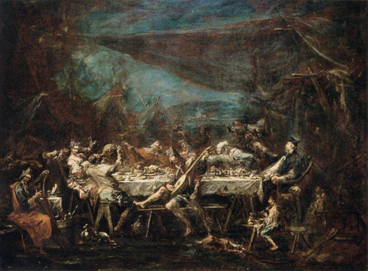 Gypsy Wedding Banquet, vintage artwork by Alessandro Magnasco, 12x8" (A4) Poster