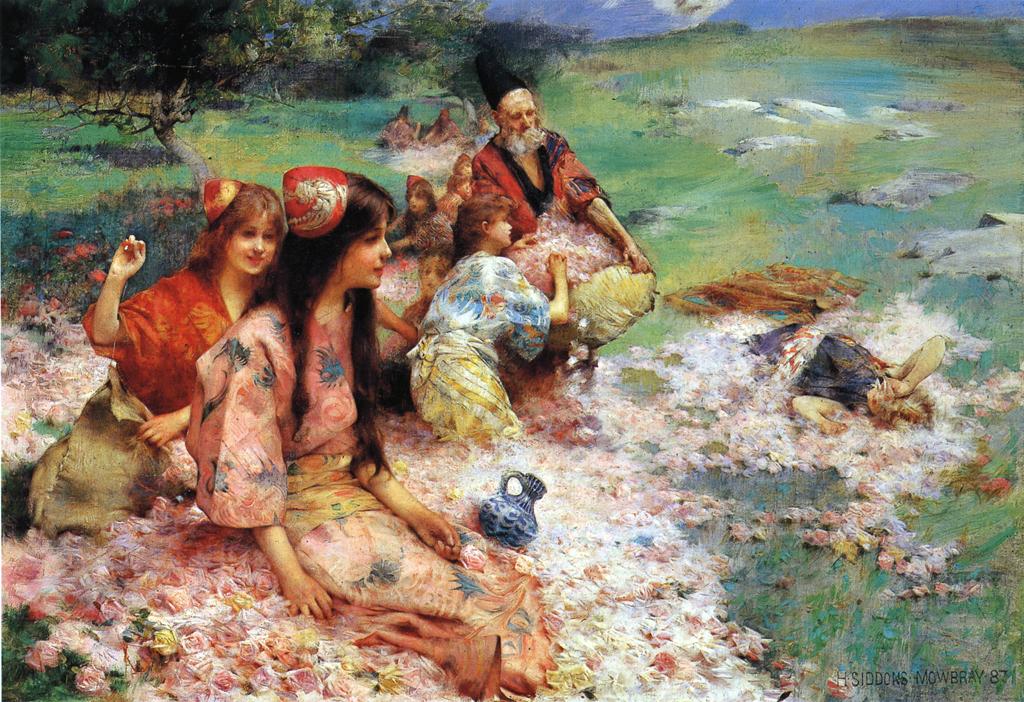 Rose Harvest, vintage artwork by Henry Siddons Mowbray, 12x8" (A4) Poster