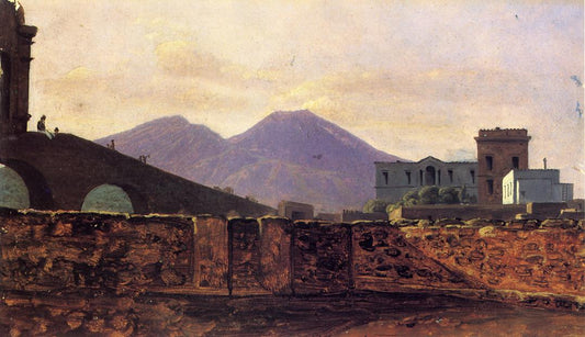 View of Vesuvius from the Bridge of St. Januarius, Naples, vintage artwork by Gustaf Soderberg, A3 (16x12") Poster Print
