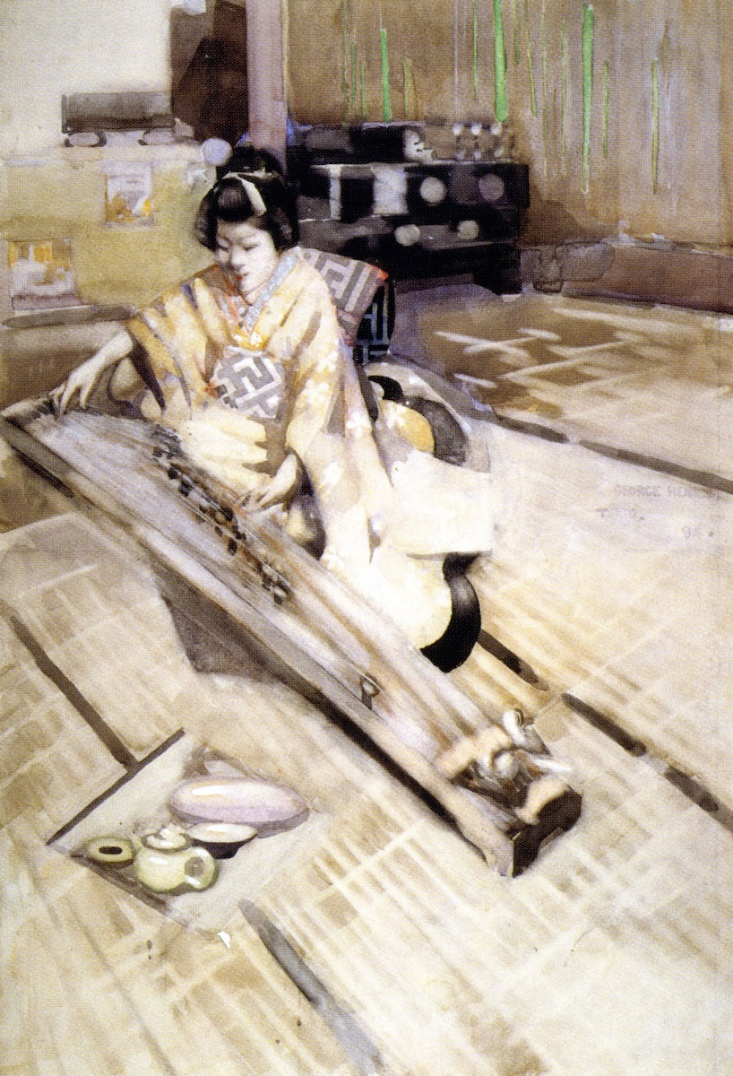 Koto Player, Tokyo, vintage artwork by George Henry, R.A., R.S.A., R.S.W., 12x8" (A4) Poster