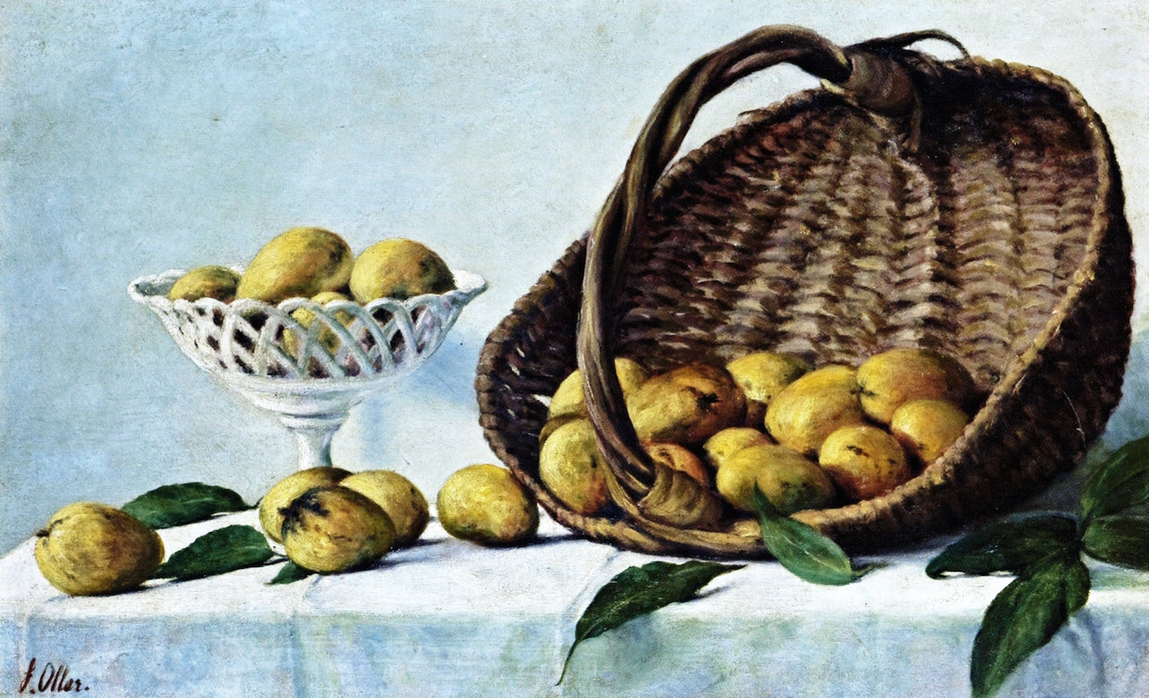 Mangoes, vintage artwork by Francisco Oller, 12x8" (A4) Poster