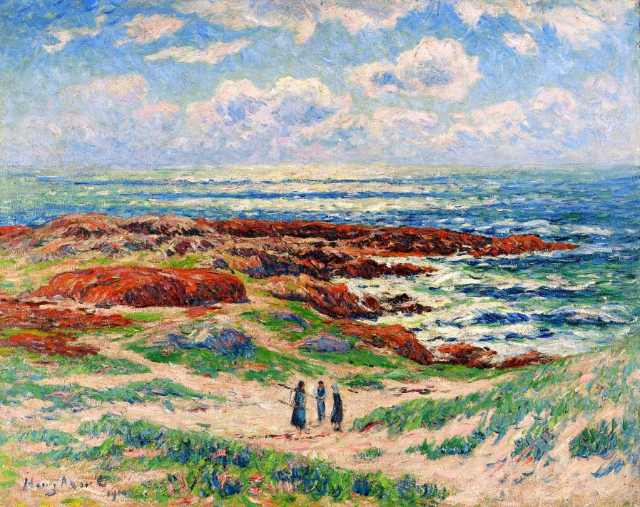 The Dunes of Tregune, Finistere, vintage artwork by Henry Moret, 12x8" (A4) Poster