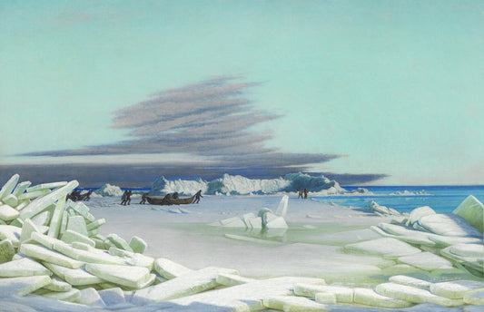 A Hard Winter Day at the Sea off Fredericia, vintage artwork by Hans  Jørgen Hammer, A3 (16x12") Poster Print