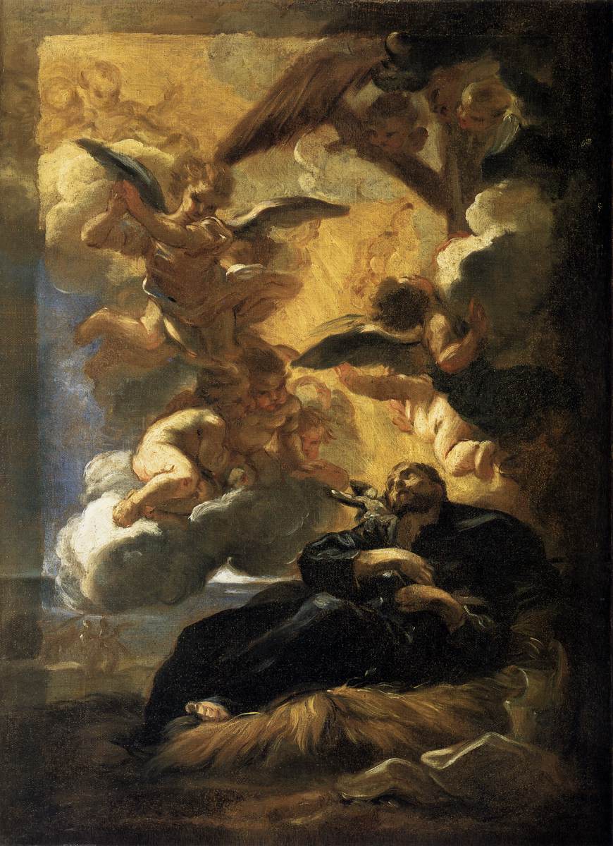 The Vision of St. Francis Xavier, vintage artwork by Giovanni Battista Gaulli, 12x8" (A4) Poster