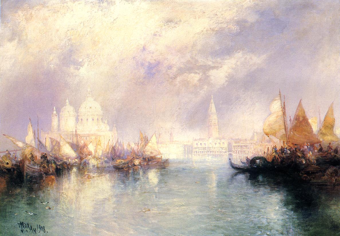 The Church of Santa Maria della Salute, Venice, vintage artwork by Thomas Moran, 12x8" (A4) Poster