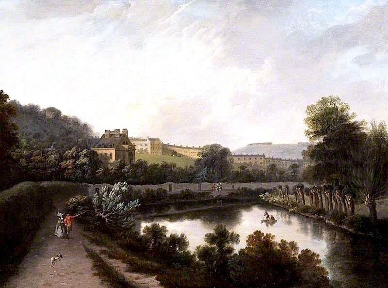 The Royal Crescent from the Avon, vintage artwork by Joseph Farington, R.A., 12x8" (A4) Poster
