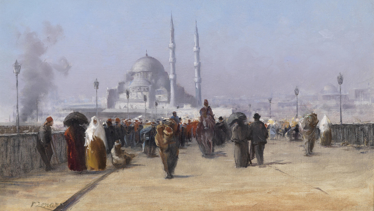 stle on the Galata Bridge in Constantinople by Fausto Zonaro,A3(16x12")Poster