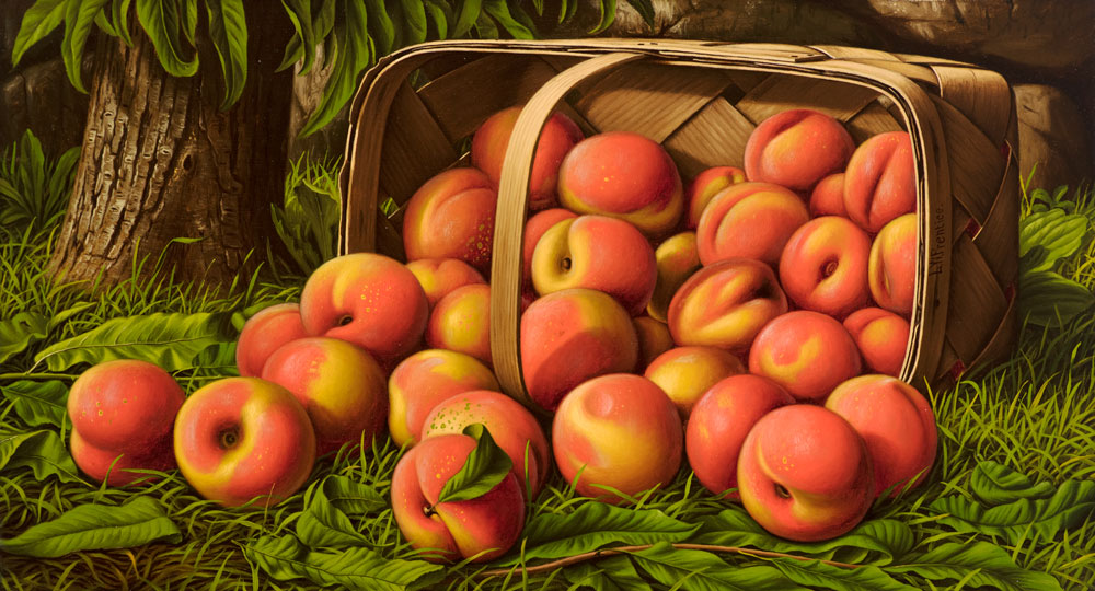 Peaches in a Basket Under a Tree by Levi Wells Prentice,A3(16x12")Poster