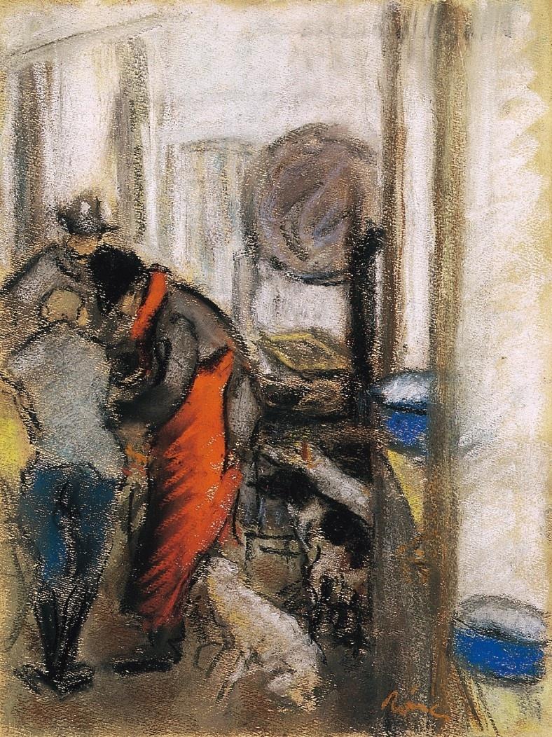 Flox and Filox in the Kitchen by Jozsef Rippl-Ronai,A3(16x12")Poster